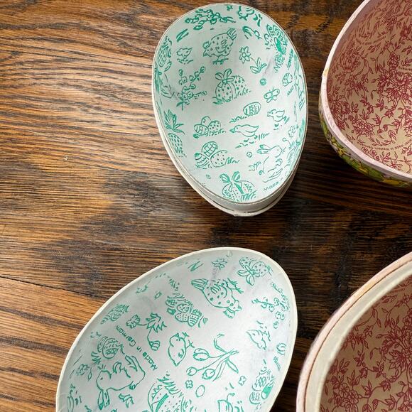 Vintage German Paper-mâché Easter Egg Candy Container Set Lithographed Nestler - Picture 6 of 6